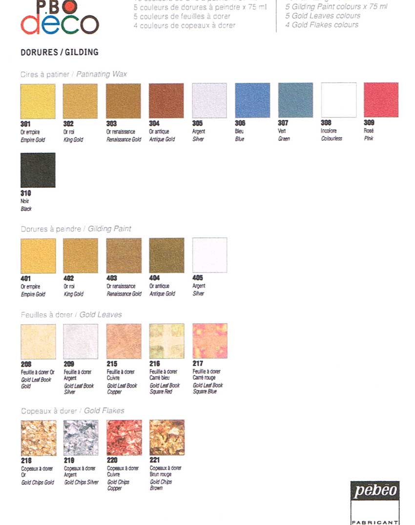 Liquid Leaf Colour Chart for Gold Leaf Gilding Information Hints and Tips  #goldleaf